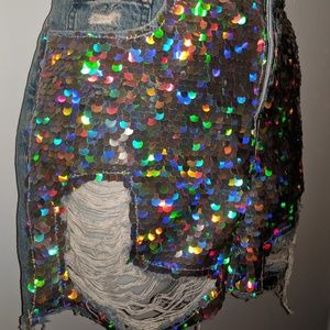 Topshop Moto Sequined Shorts